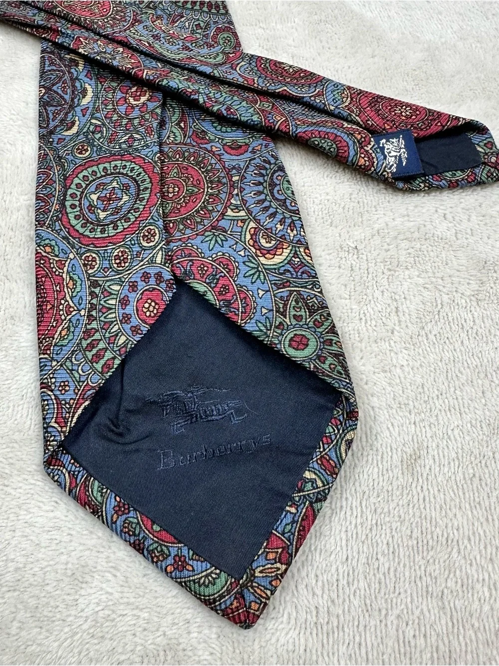 Vintage Burberry Tie multicolor medallion paisley. Equestrian Knight men’s